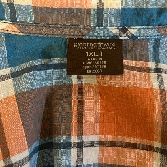 Great Northwest Men's Plaid Shirt - Orange and Blue - Picture 10 of 11